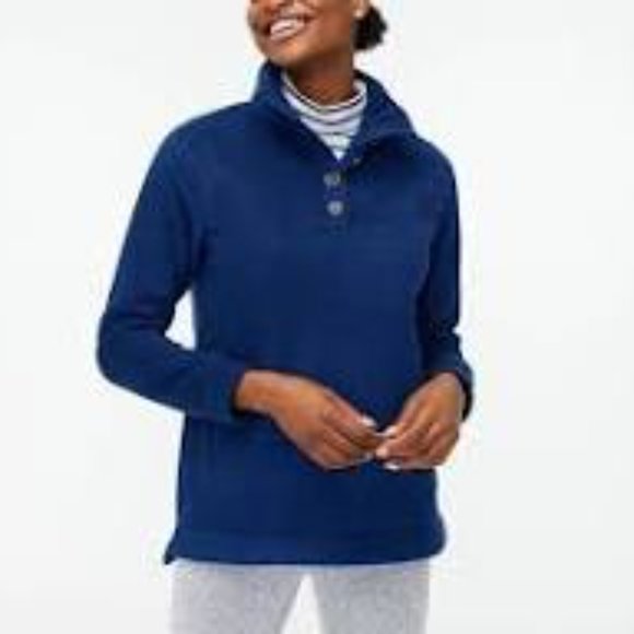 J. Crew Factory Sherpa Button-Front Tunic in Antique Navy - Picture 11 of 12